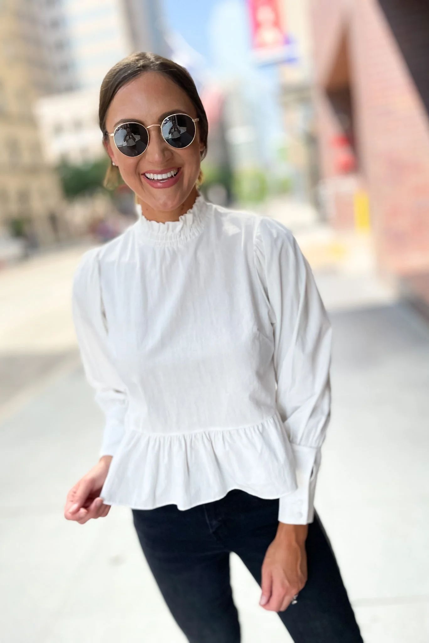 White High Neck Puff Sleeve Button Back Blouse*FINAL SALE* | Shop Style Your Senses
