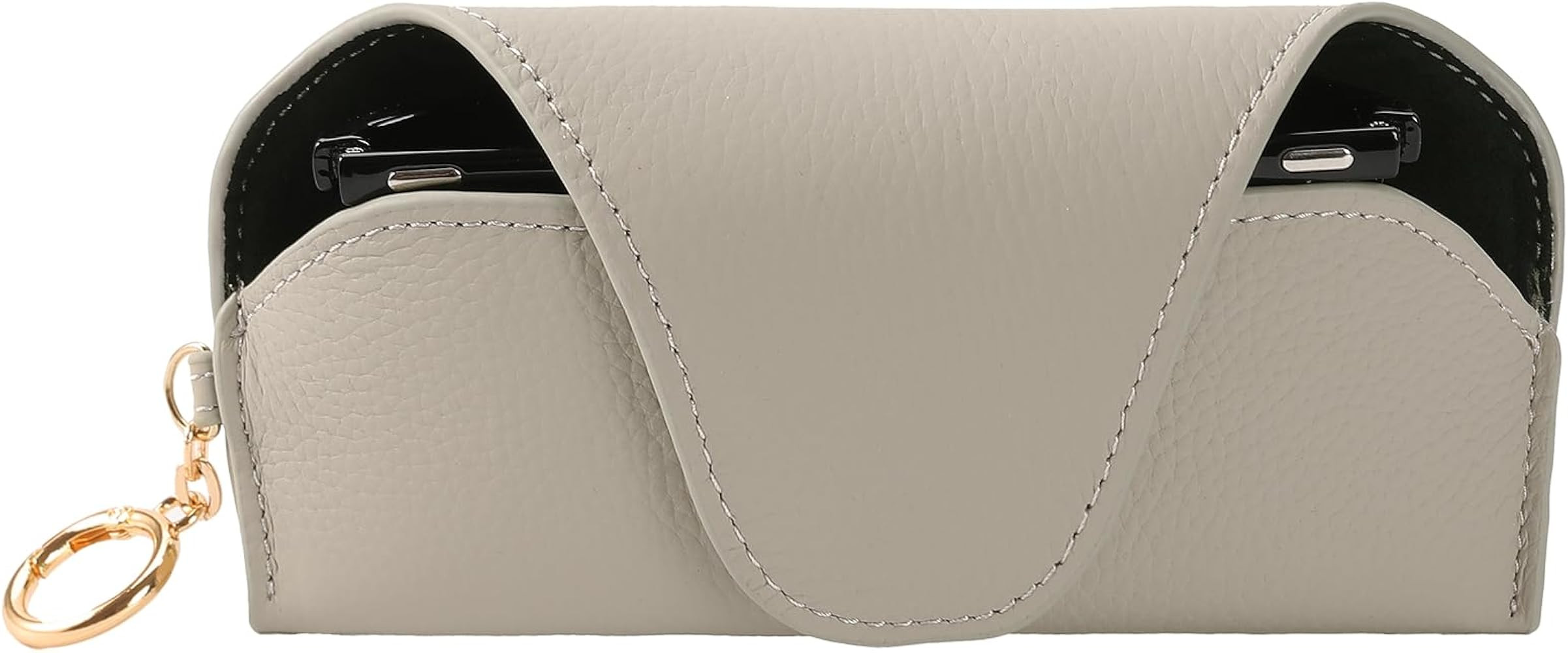 KEVANCHO Leather Sunglass Holder for Car with Detachable Visor Clip, Travel Eyeglasses Case Keych... | Amazon (US)