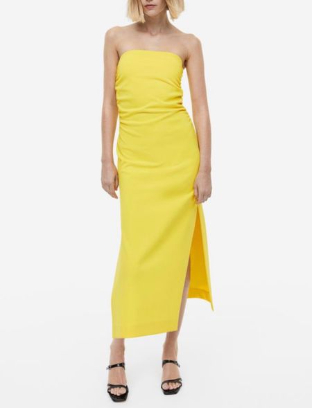 Yellow bandeau dress so perfect for summer. Summer dress for holiday. 
Vacation dress from H&M 

#LTKFind #LTKstyletip #LTKSeasonal