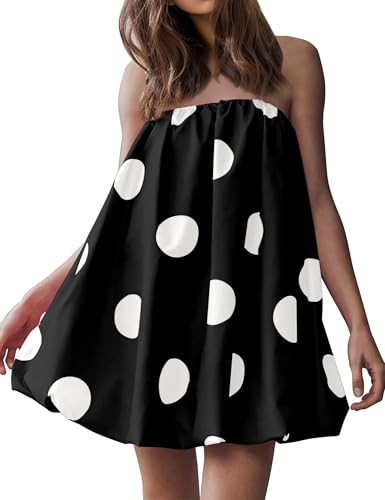 Meladyan Women\u2019s Polka Dot Bubble Mini Dress Strapless Backless Loose Fit Tube Dress Elegant... | Amazon (US)