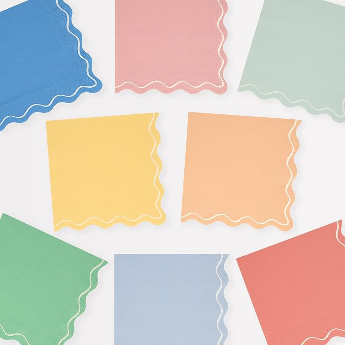Meri Meri Mixed Wavy Line Napkins (Pack of 16), Disposable Paper Napkins, Thick & Absorbent 3-Ply... | Amazon (US)
