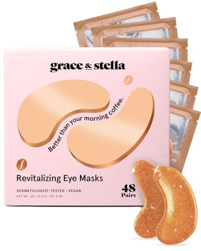 grace & stella Caffeine Under Eye Patches - Awakening Eye Patches for Puffy Eyes and Dark Circles - Under Eye Mask Patches with Niacinamide & Hyaluronic Acid - Vegan, Cruelty-Free (Bronze, 48 Pairs) | Amazon (US)