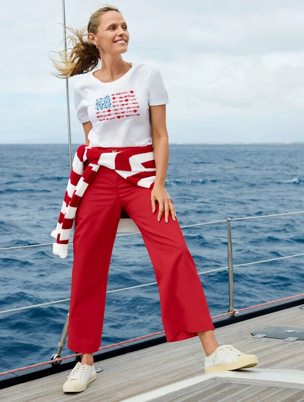 Floral Flag Short Sleeve Crewneck Tee | Talbots