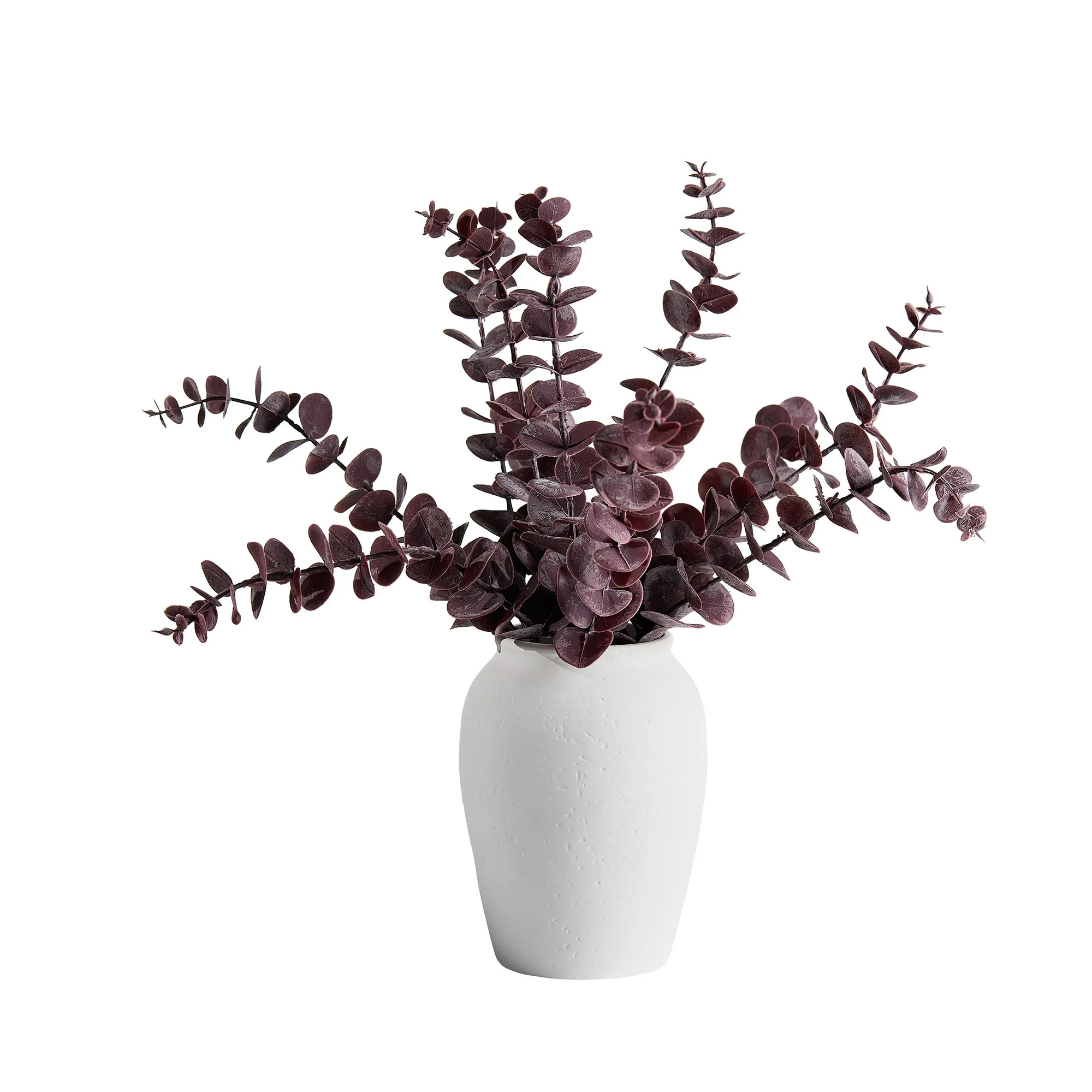 Better Homes & Gardens Artificial Purple Eucalyptus in White Ceramic Vase, 12" - Walmart.com | Walmart (US)