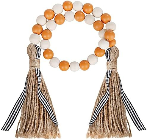 Fall Wood Bead Garland with Tassel - CXCC Fall Decor Tassel Tray Decoration for Halloween Thanksgivi | Amazon (US)