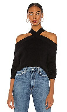 Line & Dot Ariana Cold Shoulder Sweater in Black from Revolve.com | Revolve Clothing (Global)
