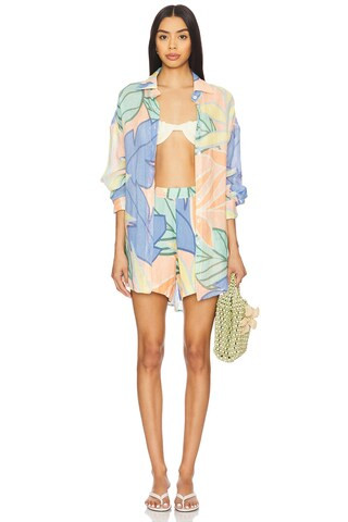 vitamin A Playa Linen Boyfriend Shirt in Retro Jungle from Revolve.com | Revolve Clothing (Global)