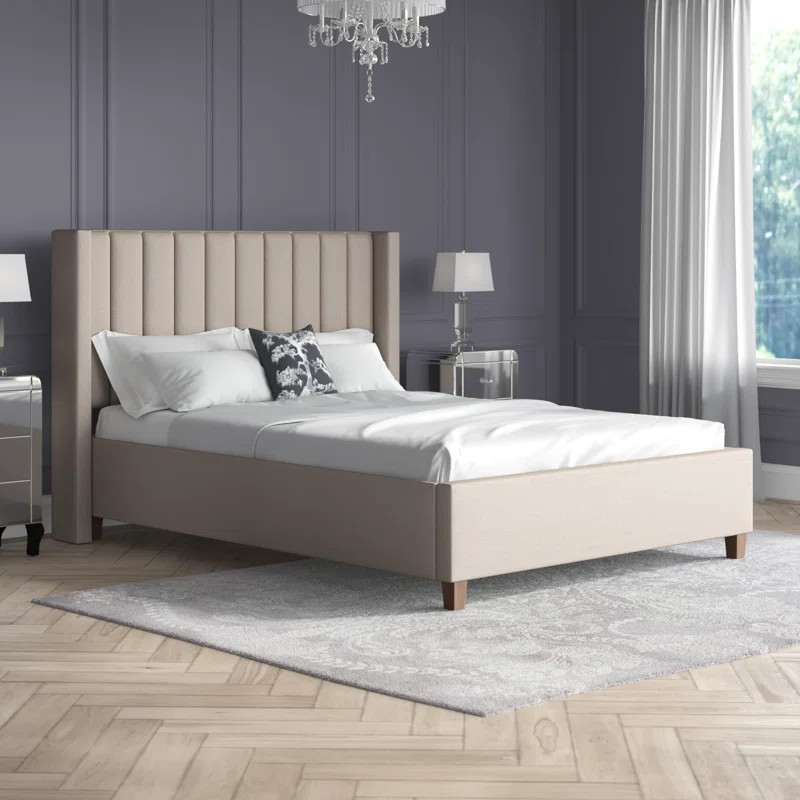 Felder Vertical Channel Tufted Wingback Upholstered Platform Bed | Wayfair North America