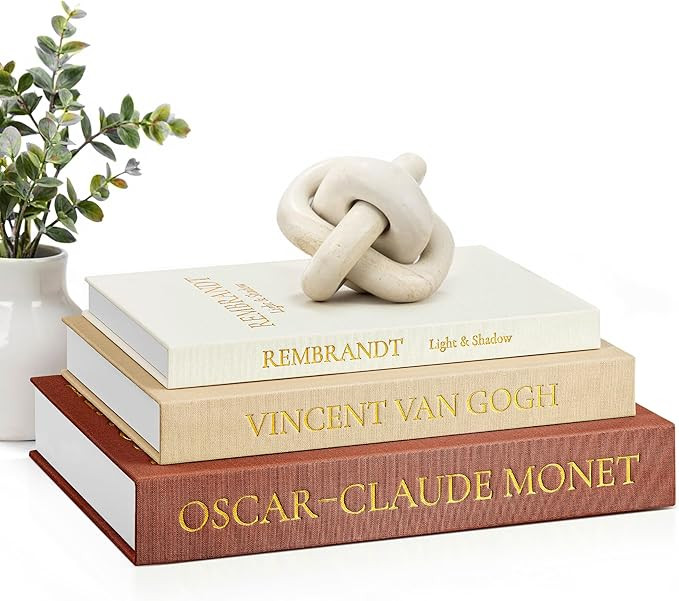 JARLINK Aesthetic Decorative Books, Set of 3 Linen Faux Books for Coffee Table, Bookshelf or Mant... | Amazon (US)