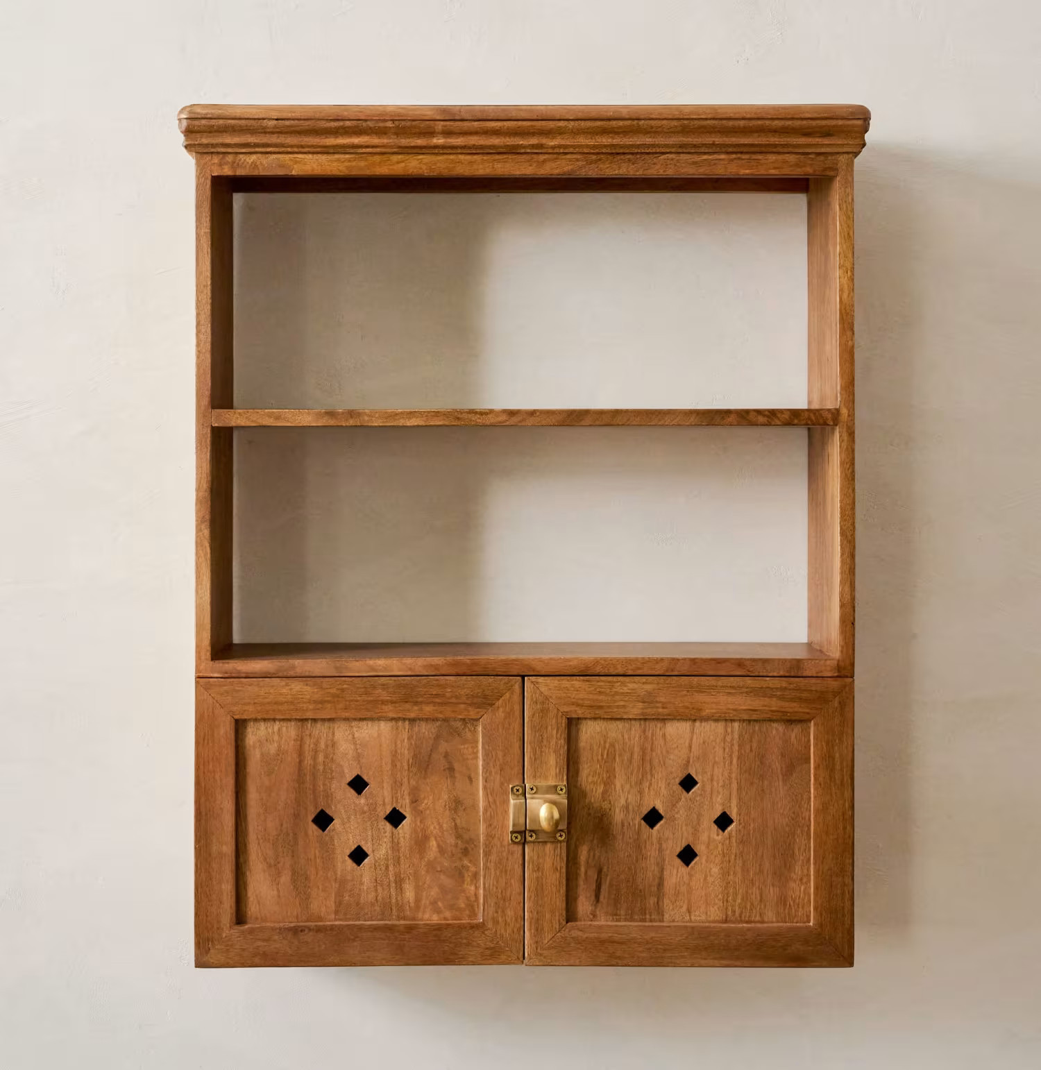 Vaughn Antiqued Wood Shelf with Doors | Magnolia