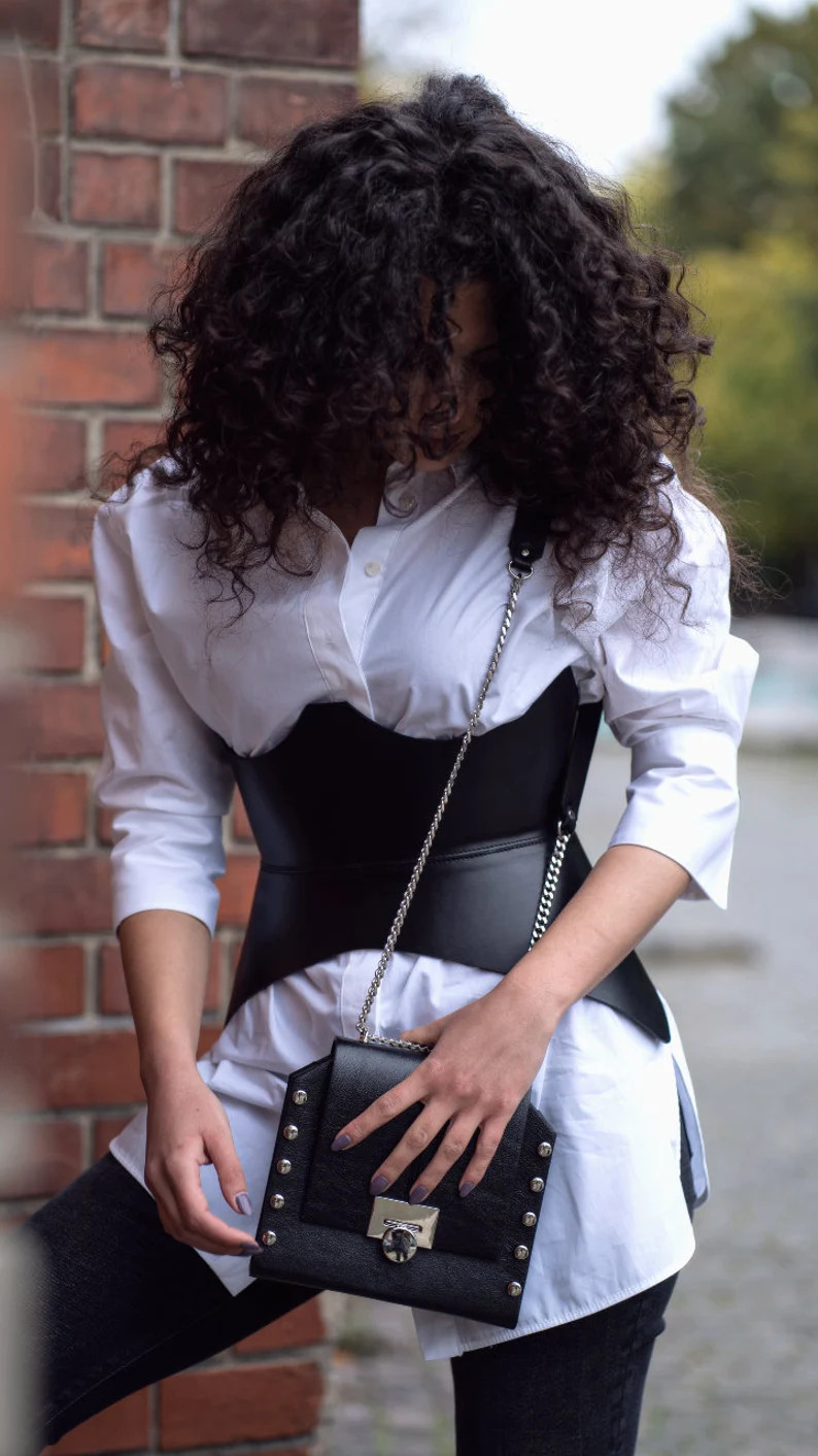 Black XO Leather Corset Belt: Hourglass Waist Shaper (XXS-5XL) | Etsy (US)