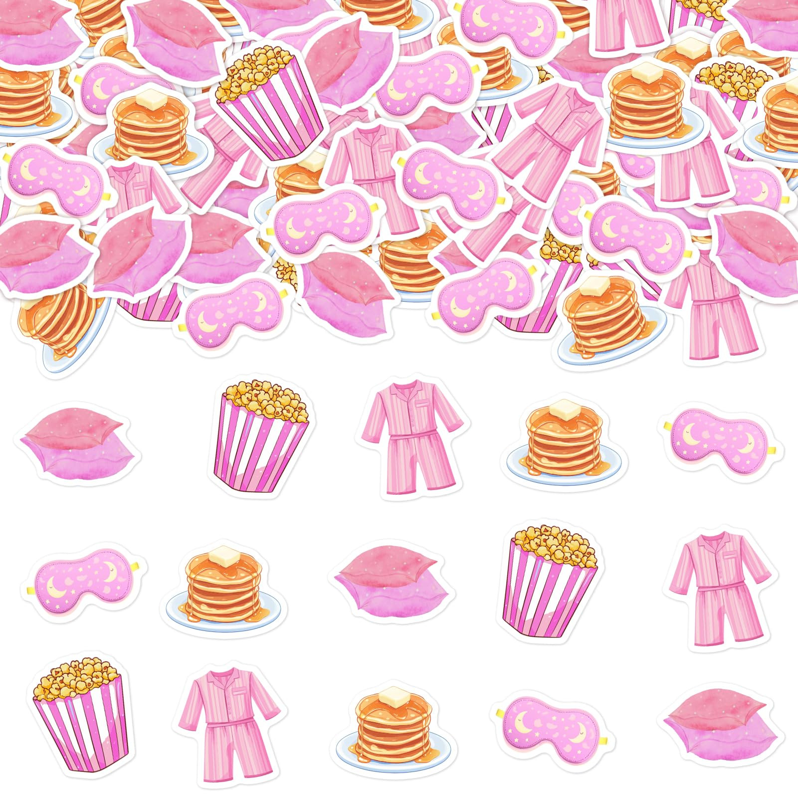 JOYMEMO 200 Pieces Pancakes and Pajamas Confetti, Pink Sleepover Birthday Party Decorations for G... | Amazon (US)