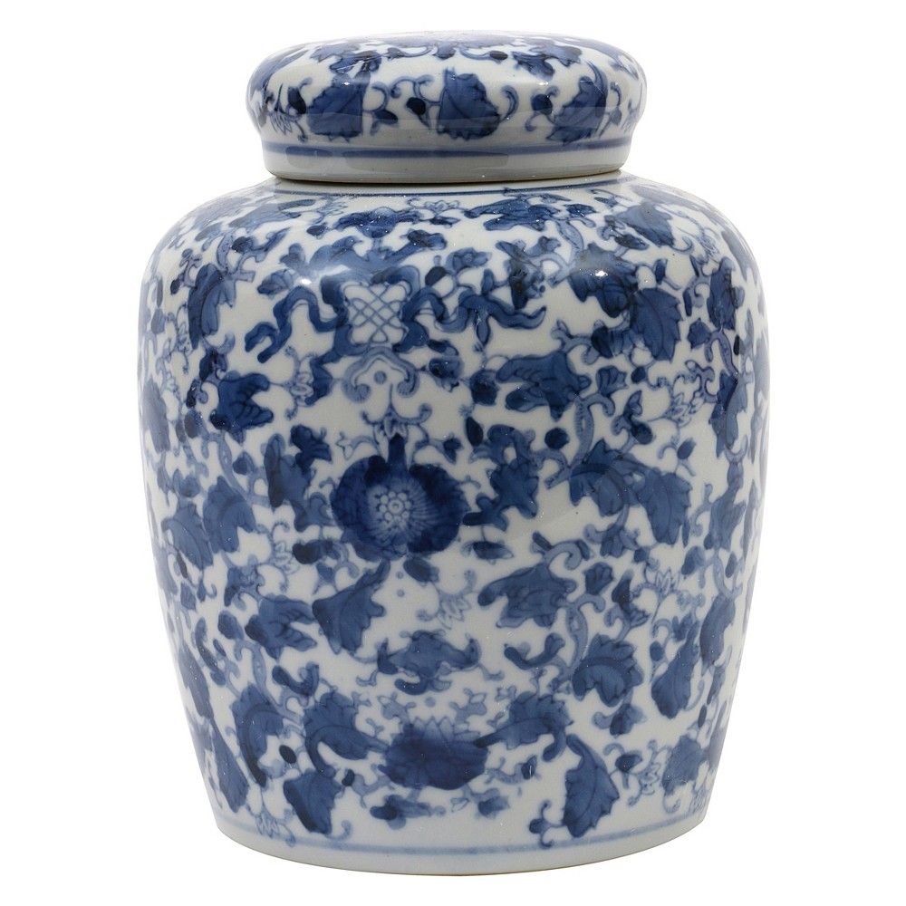 Decorative Ceramic Ginger Jar (8.25"") - Blue/White - 3R Studios, White Blue | Target