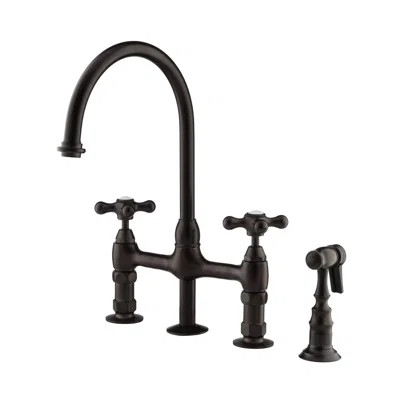 Gooseneck Bridge Style Kitchen Faucet - Metal Cross Handles | Wayfair North America