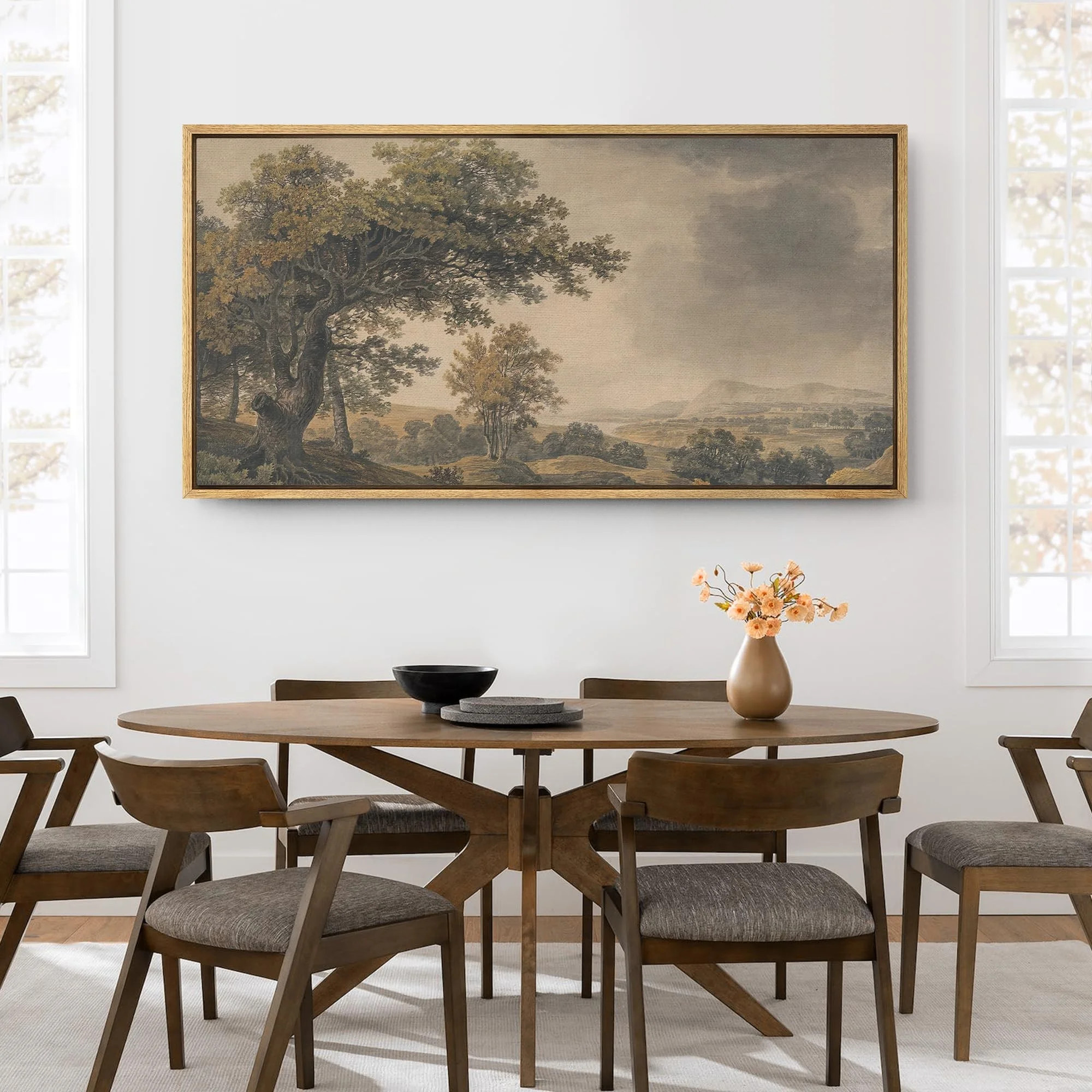 IDEA4WALL Extra Large Framed Canvas Print Wall Art Pastoral Countryside Landscape with Trees Vint... | Walmart (US)