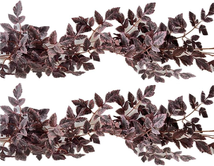 2PC Artificial Plum Cimicifuga Seeded Fall Garland Vine 6Ft Cimicifuga Ramosa Leaf Plant for Hall... | Amazon (US)