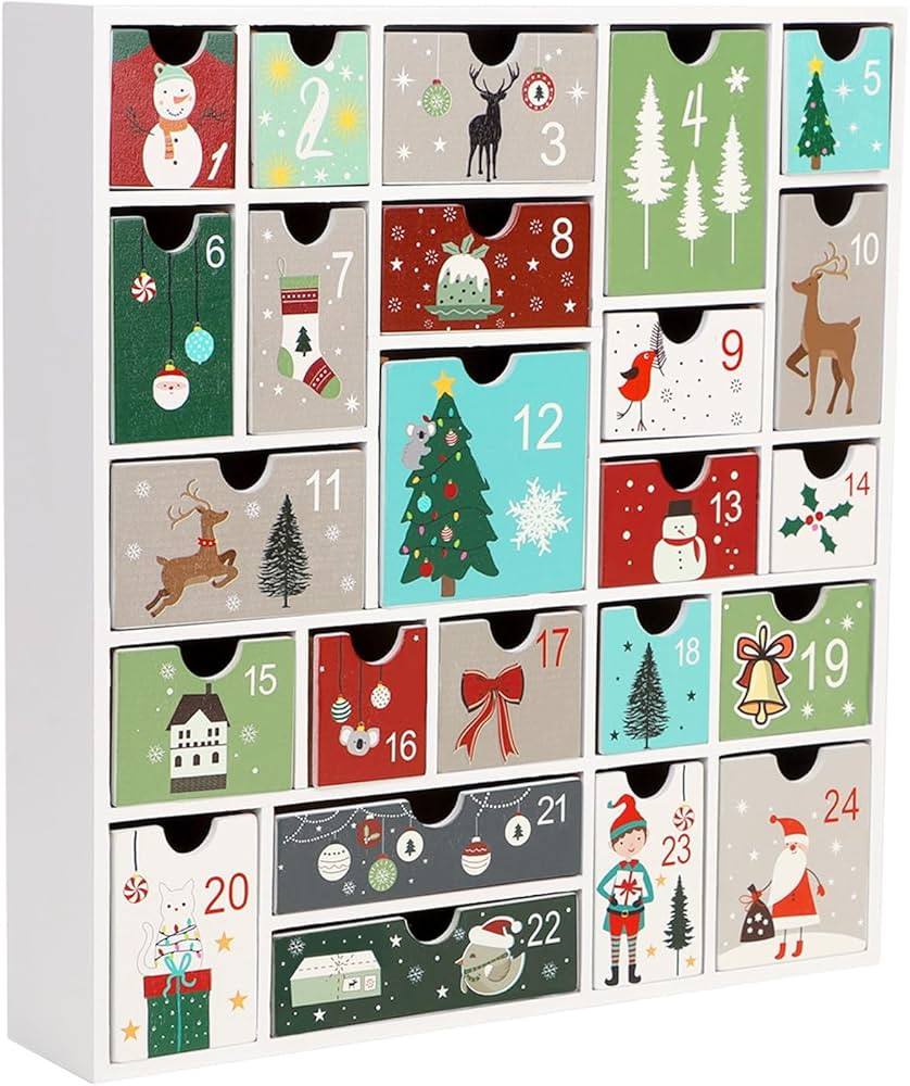 SAND MINE Wooden Christmas Advent Calendar with 24 Drawers, Countdown to Christmas, Refillable Wo... | Amazon (US)