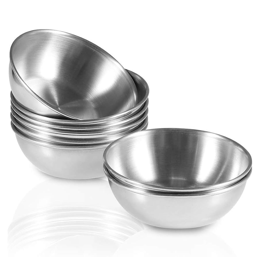 8 Pack 3.2inch Stainless Steel Sauce Dishes Mini Individual Saucers Bowl Round Seasoning Dishes S... | Amazon (US)
