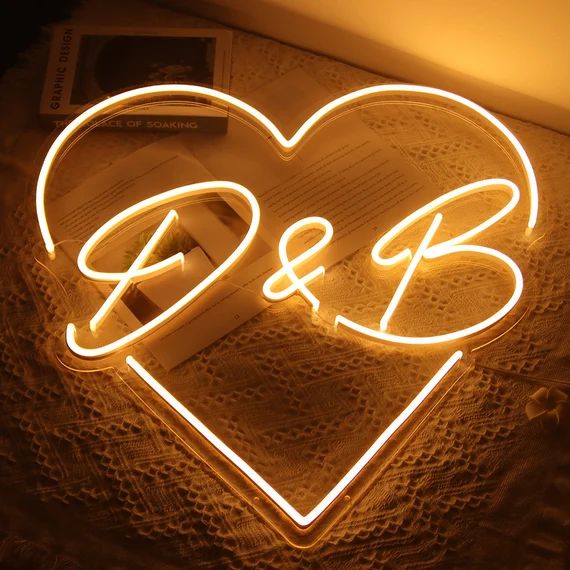 Custom Initials Heart Neon Wedding Sign, Personlized LED Circle Neon Sign from Neon Artists | Etsy (US)