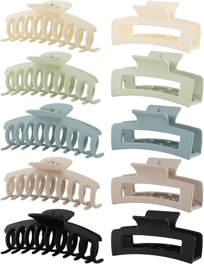 10 Pack Hair Claw Clips, Neutral Hair Clips for Women, 4.1" Big Claw Clips, Large Rectangle Claw ... | Amazon (CA)