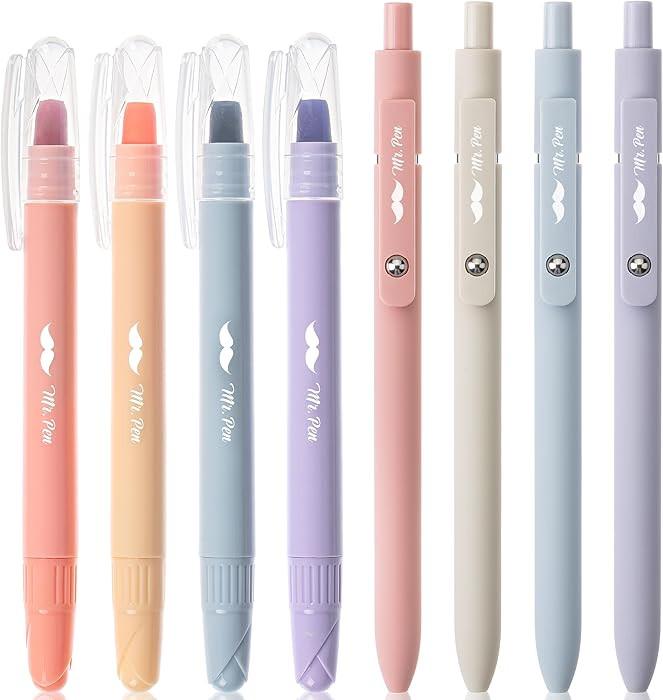 Amazon.com : Mr. Pen- Gel Highlighters and Pens, 8 Pack, Pastel Barrel, No Bleed Through, Bible J... | Amazon (US)