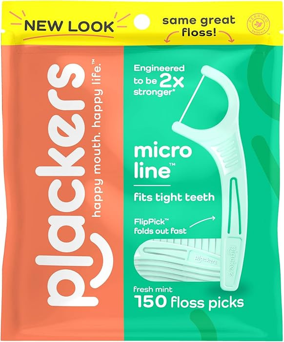 Plackers Micro Line Dental Floss Picks, Fold-Out FlipPick, Tuffloss, Easy Storage with Sure-Zip S... | Amazon (US)
