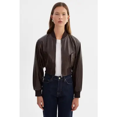 LAMARQUE EVELIN | Faux Leather Cropped Bomber in Black at Nordstrom, Size Small | Nordstrom
