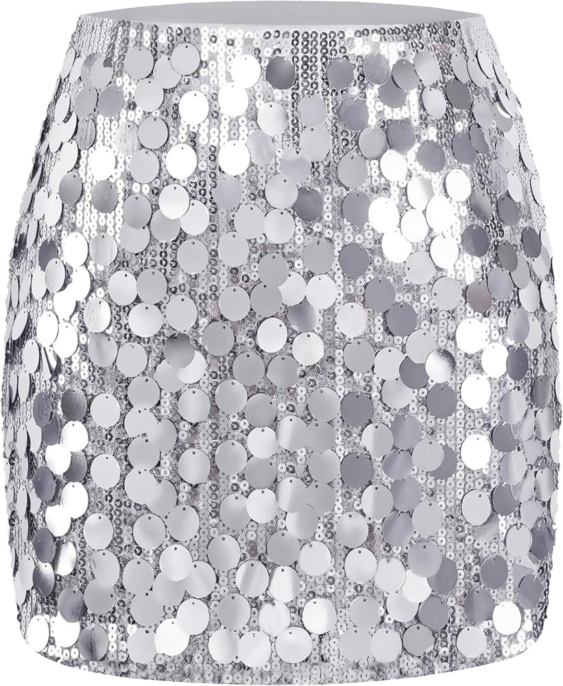 MANER Women's Sequin Skirt Sparkle Stretchy Bodycon Mini Skirts Night Out Party | Amazon (US)