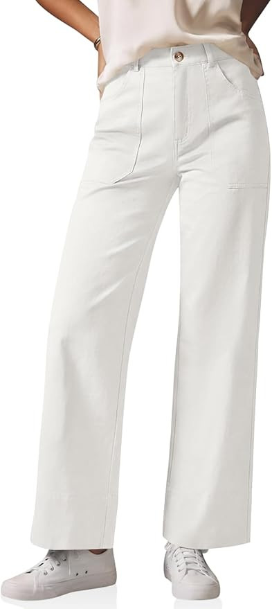 Cicy Bell Womens Wide Leg Pants Summer Baggy Casual Elastic High Waisted Cotton Trousers with Poc... | Amazon (US)