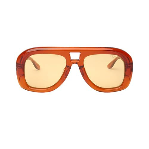 DEZI Women's Chunky Aviator Sunglasses - Pusha - Burnt Caramel/Yellow | Amazon (US)