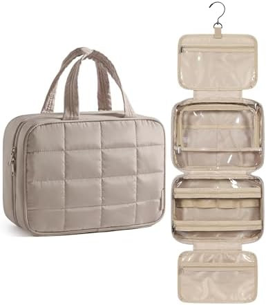 BAGSMART Travel Toiletry Bag for Women, Hanging Travel Bag for Toiletries, Puffy Makeup Cosmetic ... | Amazon (US)
