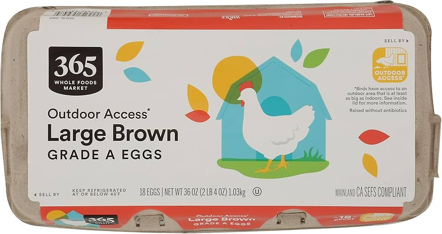 365 by Whole Foods Market Large Brown Grade A Eggs 18 Count, 18 CT | Amazon (US)