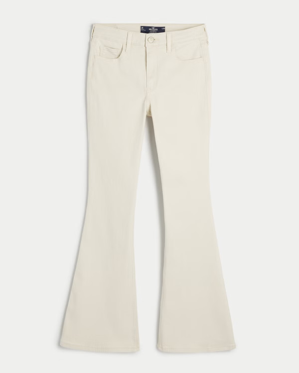 Women's High-Rise Cream Flare Jeans | Women's Bottoms | HollisterCo.com | Hollister (EU)