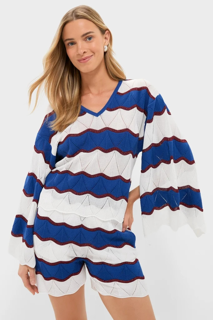 Color Block Ecru and Blue Hang Ten Pullover | Tuckernuck (US)