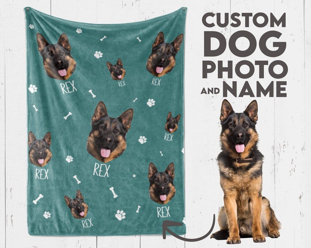 Custom pet photo blanket Puppy picture blanket for dog grandma | Etsy (US)