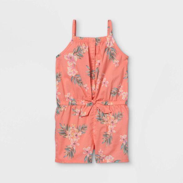 OshKosh B'gosh Toddler Girls' Tropical Floral Romper - Coral | Target