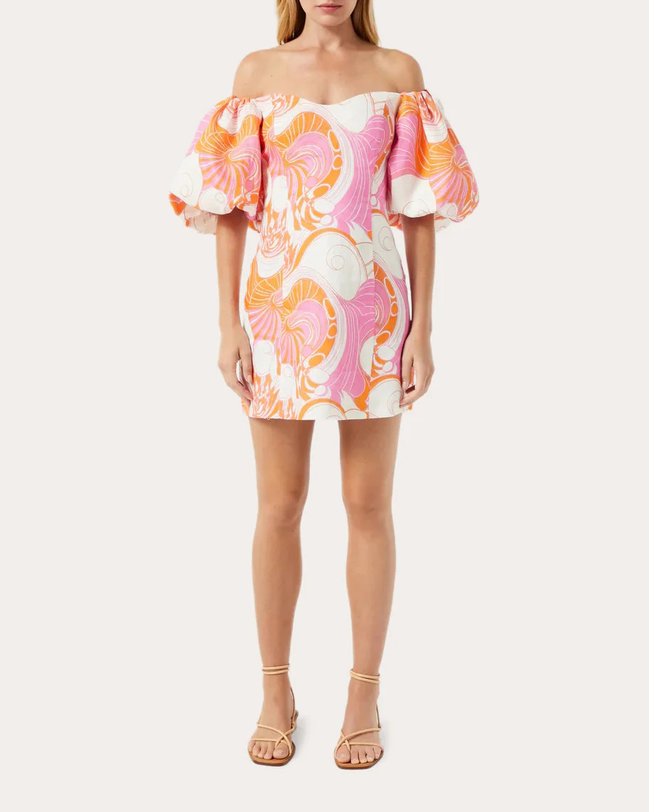 RHODE Women's Dali Mini Dress in Pink Deco Surf Linen | Olivela