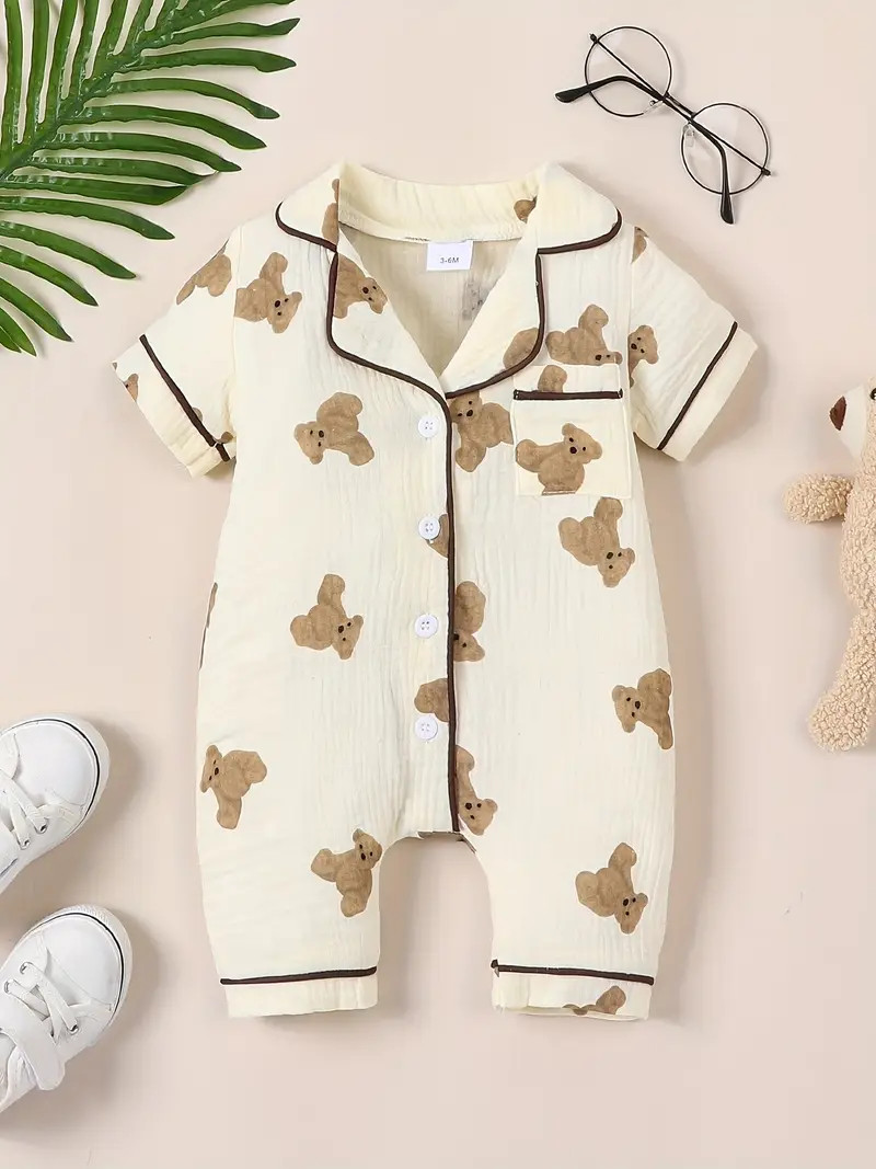 Infant's Soft Cotton Bear Pattern Bodysuit Casual Short - Temu | Temu Affiliate Program