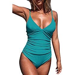 CUPSHE Women's One Piece Swimsuit Tummy Control V Neck Bathing Suits | Amazon (US)