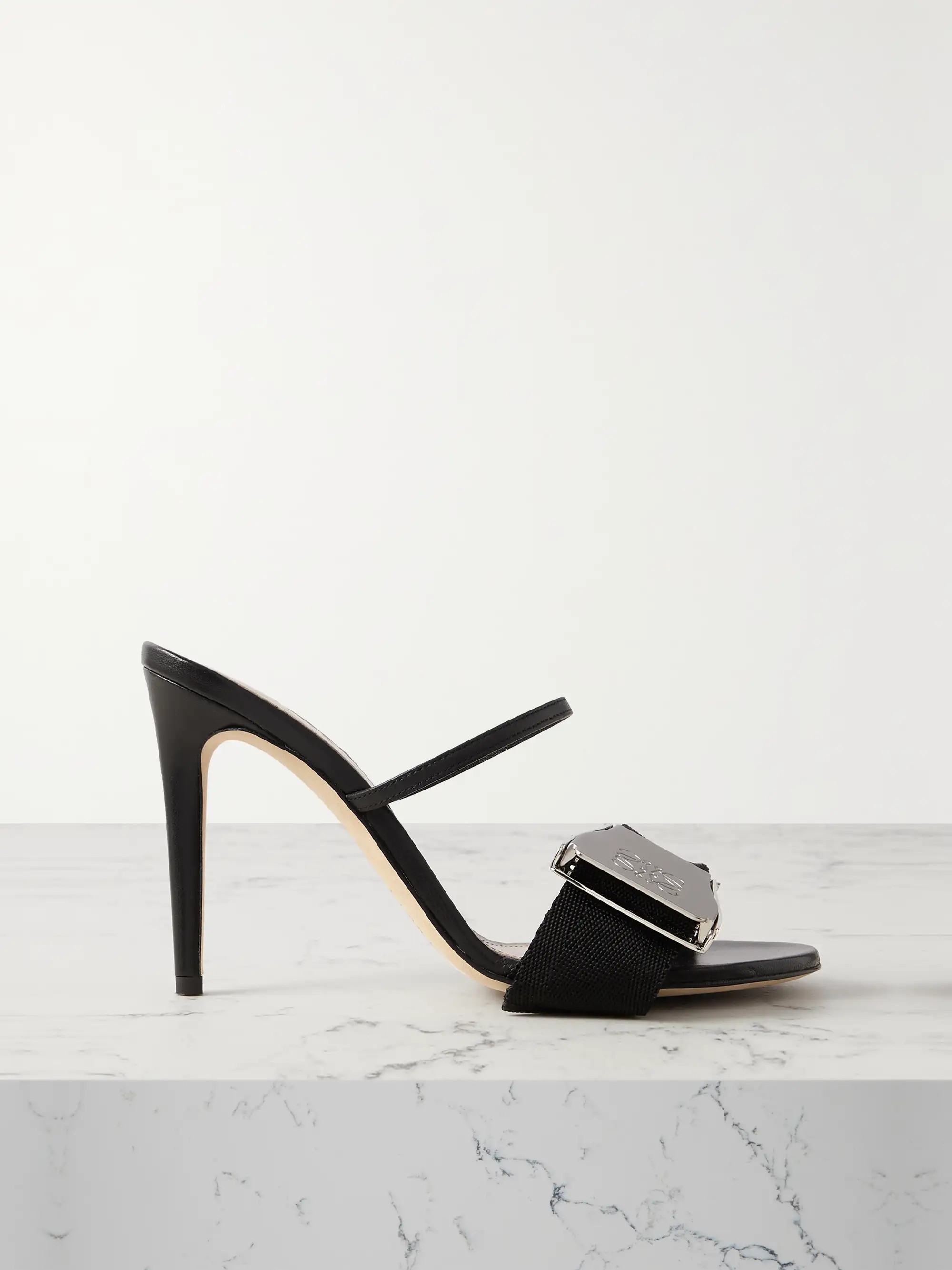 Buckled canvas and leather mules | NET-A-PORTER (US)