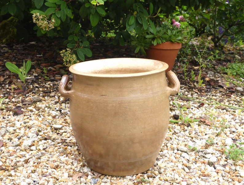 Fabulous French Antique Large Handmade Beige Glazed Stoneware Confit Crock Pot Jar \u2013 Curly H... | Etsy (Global)