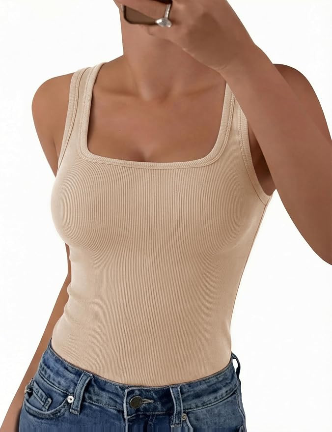 Aottori Canotta Estiva Donna con Scollo Quadrato Canottiera Senza Maniche Elegante Basic Tank Top... | Amazon (IT)