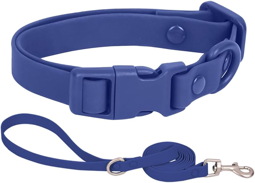 Ovale Waterproof Dog Collar Leash Combo Set, Durable and Easy to Clean, for Medium Dogs.(M, Dark ... | Amazon (US)