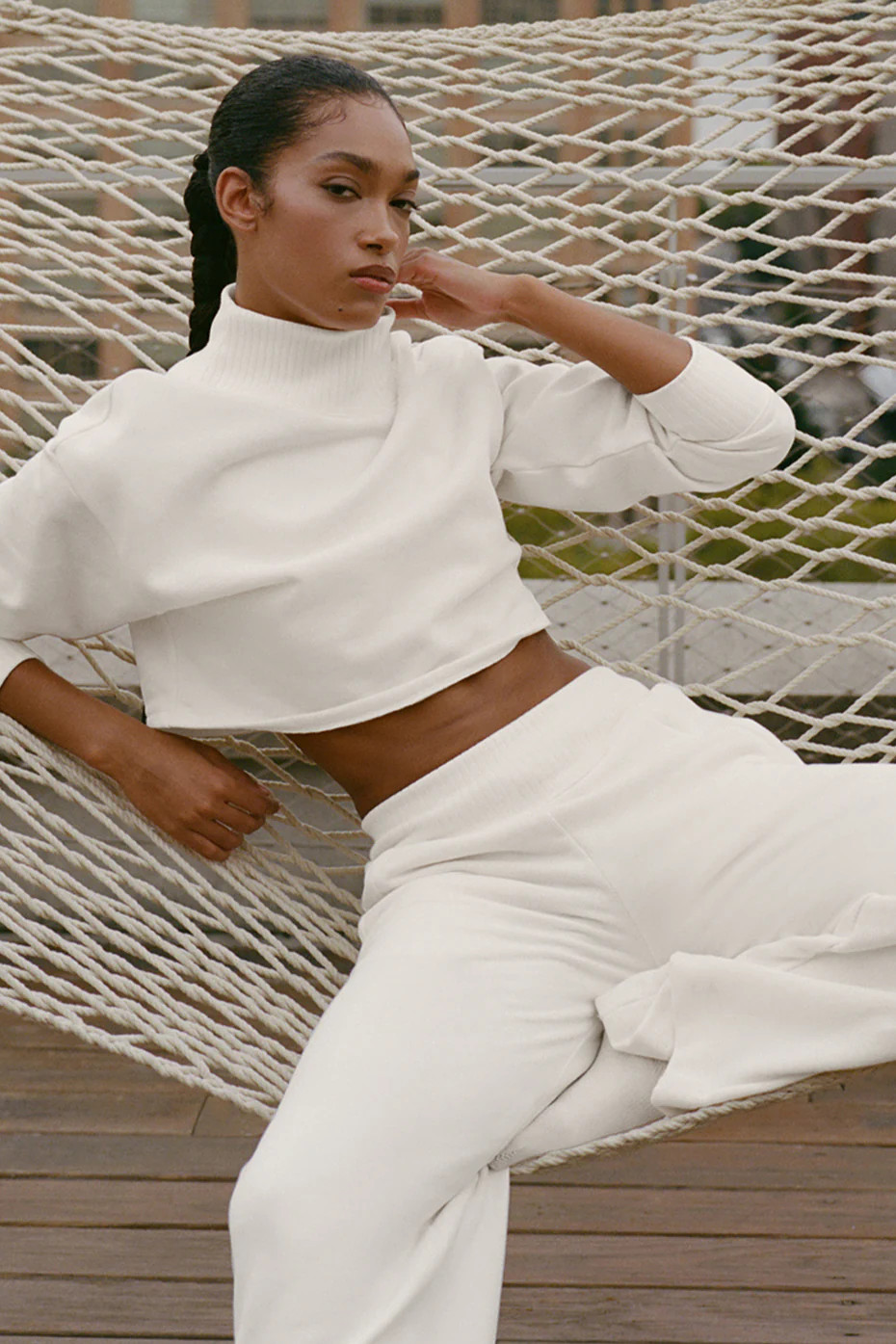 ALO | Cropped Serenity Coverup Sweatshirt in Ivory White, Size: 2XS | Alo Yoga (US)