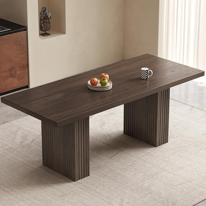 66.93" Mid-Century Large Dining Table for 2,4,6,8, Rectangle Dining Kitchen Table with Sturdy Ped... | Amazon (US)