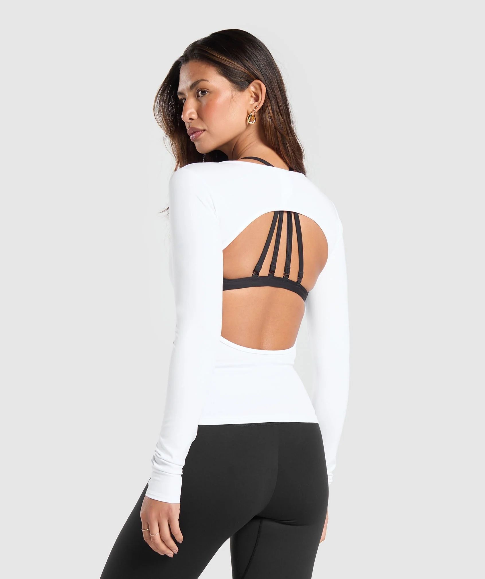 Gymshark Everyday Open Back Long Sleeve Top - White | Gymshark (Global)