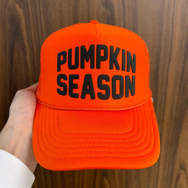 Pumpkin Season Puff Print Trucker Hats, Pumpkin Season Caps, Fall Hat, Halloween Hat, Pumpkin Sea... | Etsy (US)