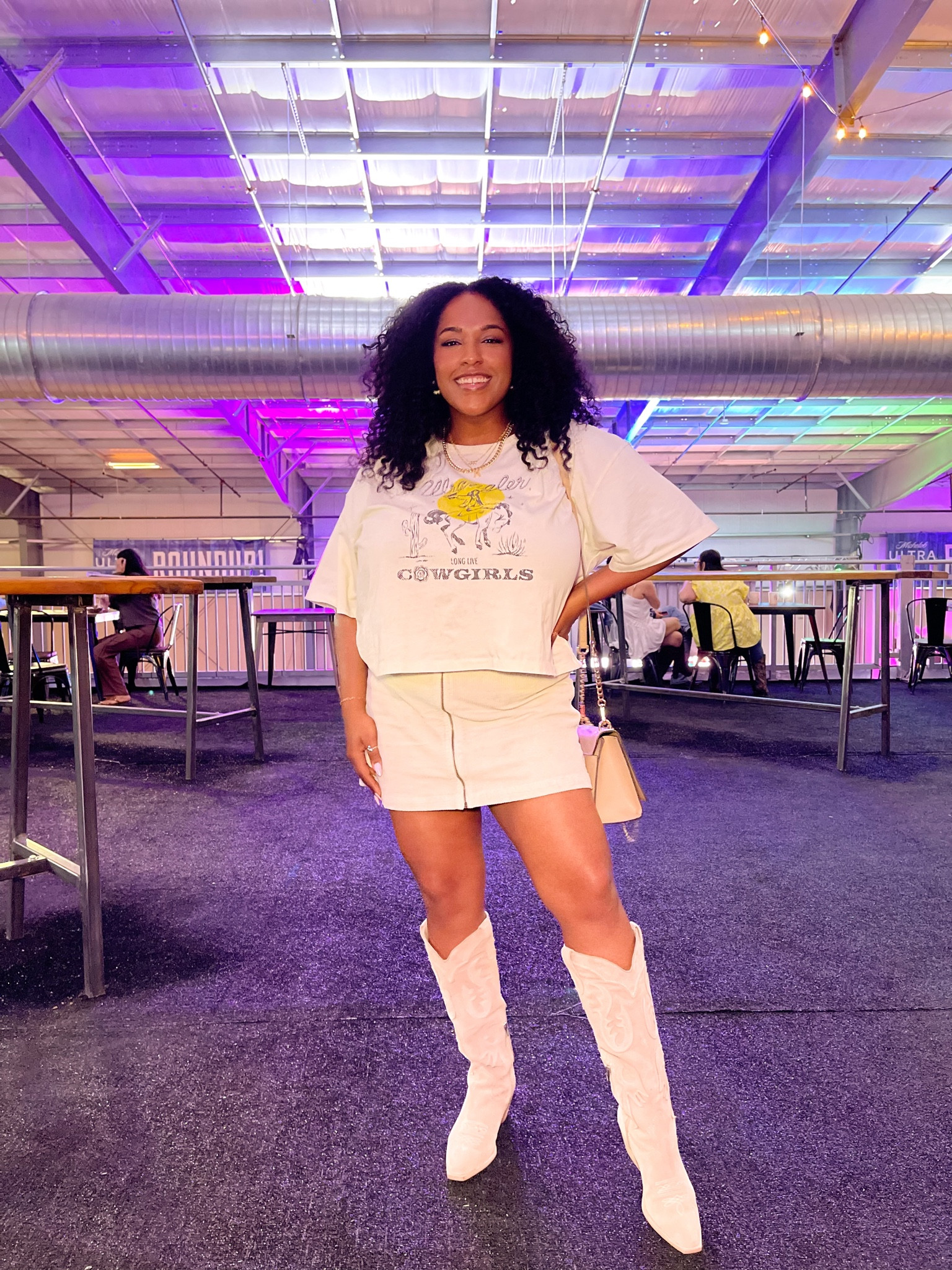 Made my way to the rodeo last night. I was finally able to wear this T-shirt from the yellow rose by Kendra Scott X wrangler collection. I am wearing an XL and it does fit oversize. I probably should’ve gone with the large instead because it does run oversize. 

My boots from Dolce Vita are an eight. When you first buy them, they do fit a little snug but once you start wearing them, they do stretch out so buy your true size.

#LTKSeasonal #LTKmidsize