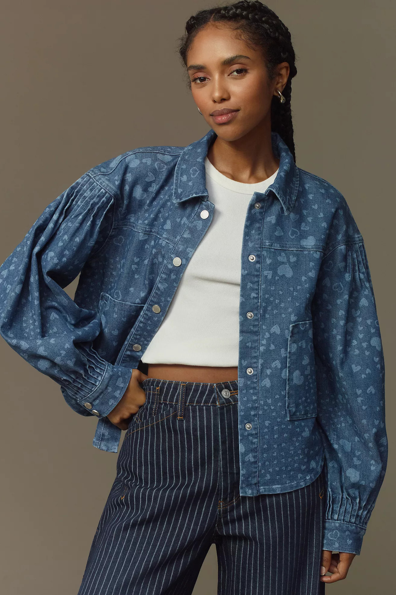 Avec Les Filles Heart Denim Shirt Jacket | Anthropologie (US)