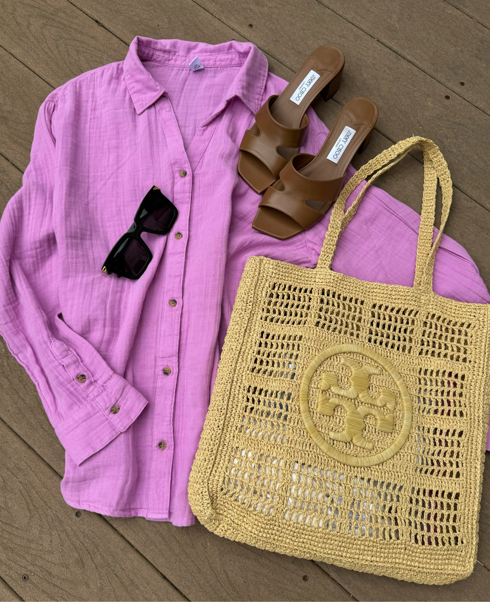 Summer essentials - gauze shirt, slide sandals, crochet tote and designer sunglasses on sale 😎

#LTKtravel #LTKitbag #LTKswim